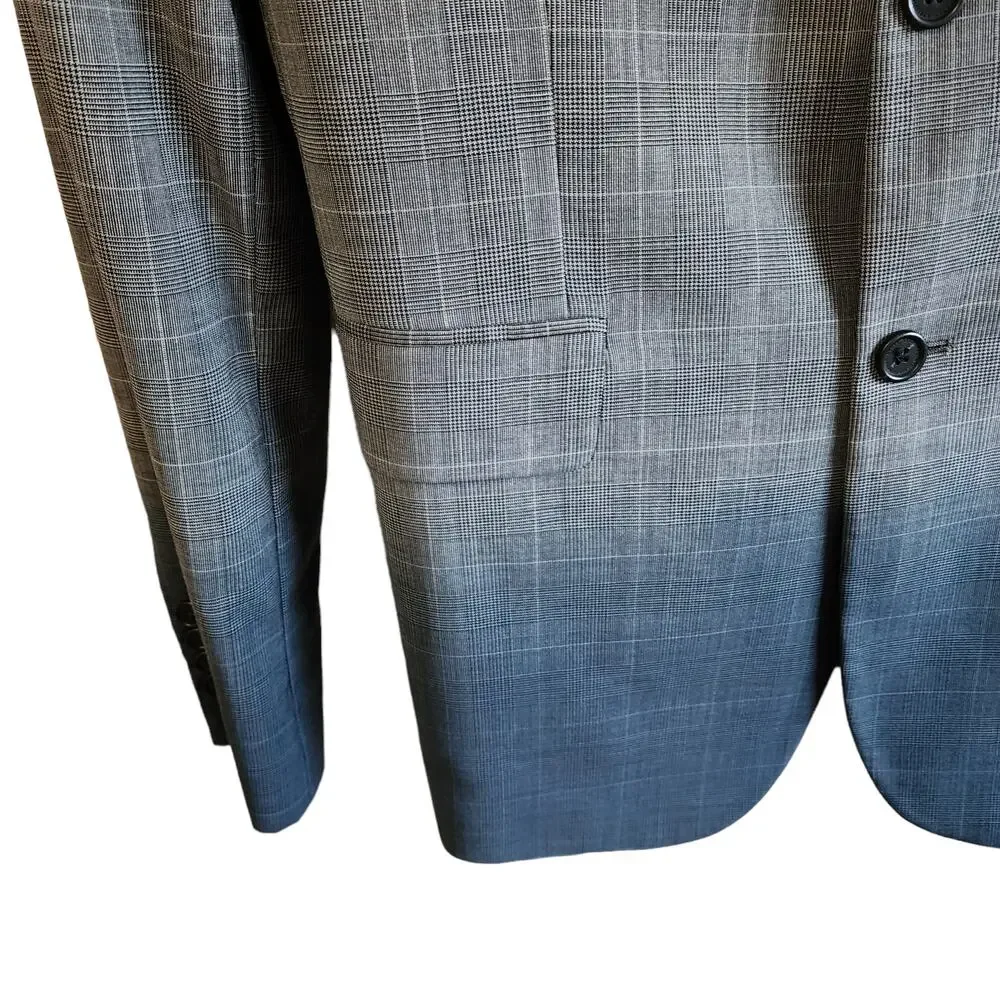 NEW Stella McCartney Bruno Wool Two Button Plaid Blazer Gray Blue Size 50/40R